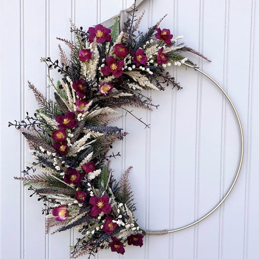Boho Style Wreath w/ Cosmos Flowers