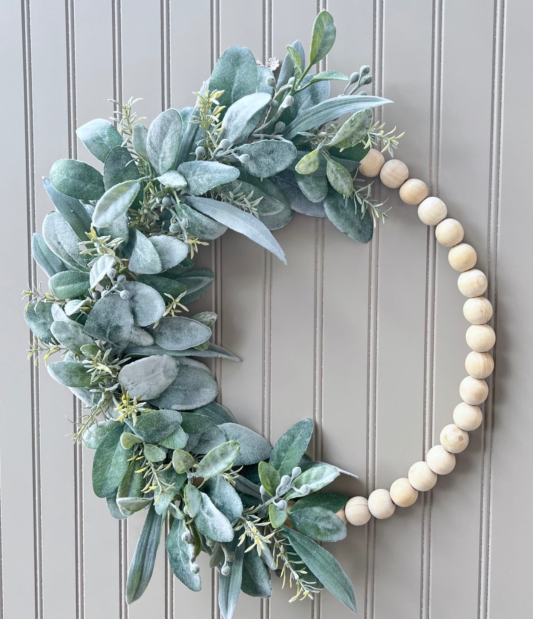 Year round lambs ear and peony wreath, blue gray discount lamb’s ear wreath.